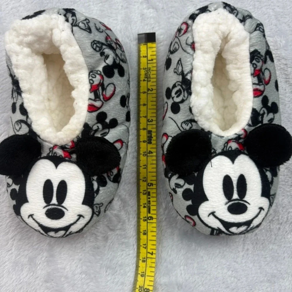 Mickey Mouse Slippers Fuzzy Plush Slip On House Shoes Kids Disney Fuzzy CozyREAD